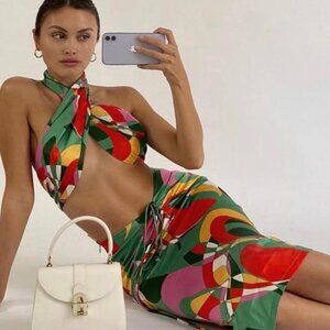 With Jean Naomi Wrap Tank - Geo Print